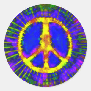 Abstrakt Psychedelic Krawatte Dye Peace Sign Runder Aufkleber