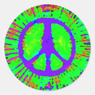 Abstrakt Psychedelic Krawatte Dye Peace Sign Runder Aufkleber