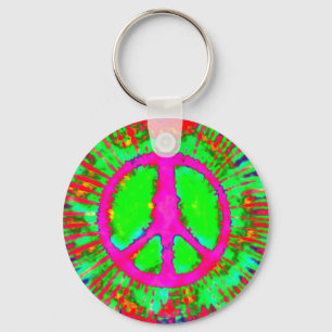 Abstrakt Psychedelic Krawatte Dye Peace Sign Schlüsselanhänger