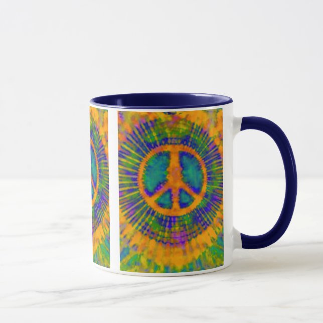Abstrakt Psychedelic Krawatte Dye Peace Sign Tasse (Rechts)