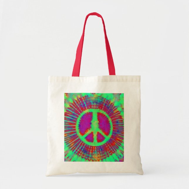 Abstrakt Psychedelic Krawatte Dye Peace Sign Tragetasche (Vorne)