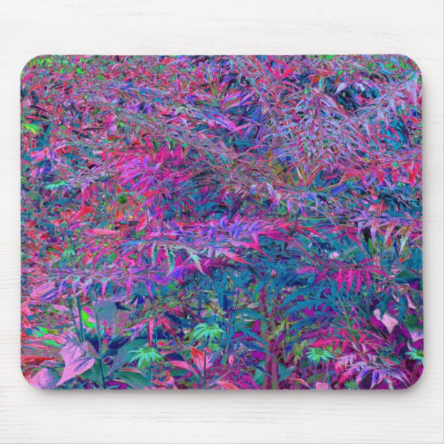 Abstrakt Psychedelic Rainbow Colors Foliage Garden Mousepad (Vorne)