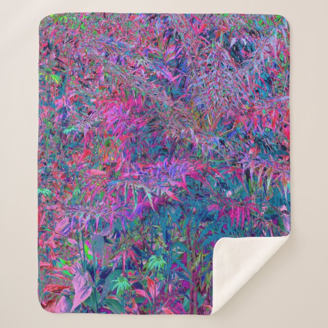 Abstrakt Psychedelic Rainbow Colors Foliage Garden Sherpadecke (Vorderseite)