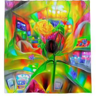 Abstrakt Psychedelische Blume Duschvorhang