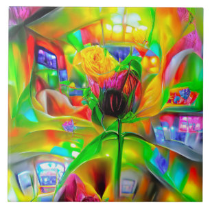Abstrakt Psychedelische Blume Fliese