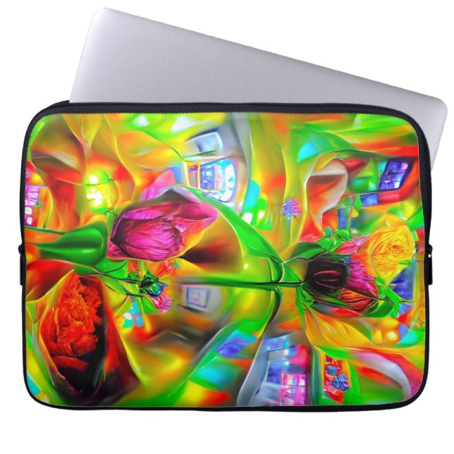 Abstrakt Psychedelische Blume Laptopschutzhülle (Vorderseite)