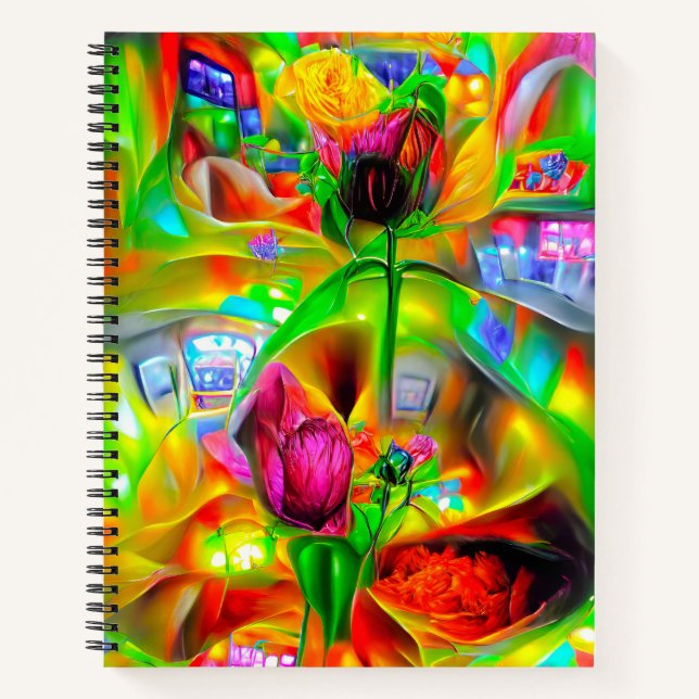 Abstrakt Psychedelische Blume Notizbuch (Vorderseite)
