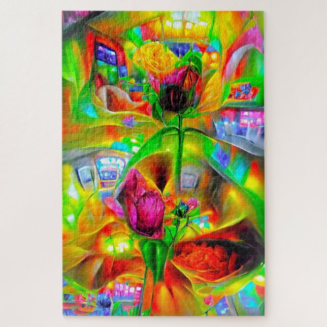 Abstrakt Psychedelische Blume Puzzle (Vertikal)