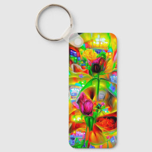 Abstrakt Psychedelische Blume Schlüsselanhänger