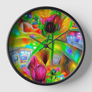 Abstrakt Psychedelische Blume Uhr