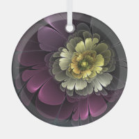 Abstrakt Purpur Khaki Gray Fraktal Blume Circle