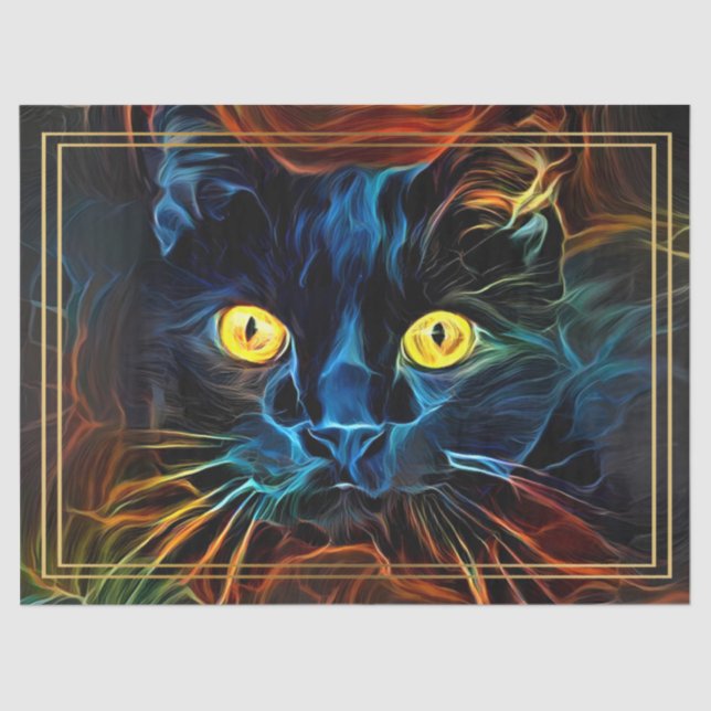Abstrakt Rainbow Black Cat Decoupage Seidenpapier (Vorderseite)