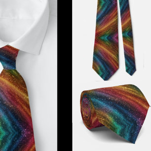Abstrakt Rainbow Gold Imitate Glitzer Neckties Krawatte