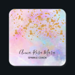 *~* Abstrakt Rainbow Gold Sparkle Glitzer Quadratische Visitenkarte<br><div class="desc">* Energie Enhanced Hübsch Rainbow Künstlerisch Creative Einzigartige Happy Happy Happy Rainbow Unicorn Colors Abstrakt Watercolor Farbenfrohe Magie Hintergrund mit glänzenden Gold Glitzer Plats und Splashes. Der Text ist weiß. Einige der Regenbogenfarben sind stark SALMON PINK TURQUOISE BLUE PEACH und ROSETsein Design ist sehr flexibel für Industrie / Wirtschaft. Es...</div>