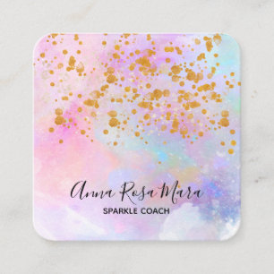*~* Abstrakt Rainbow Gold Sparkle Glitzer Quadratische Visitenkarte