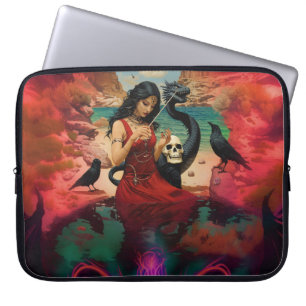 Abstrakt Raven Skull okkultiert Dunkle Hexe Kunst Laptopschutzhülle