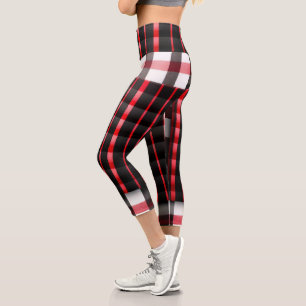Abstrakt Red Black Kariert Modern Collection Capri Leggings