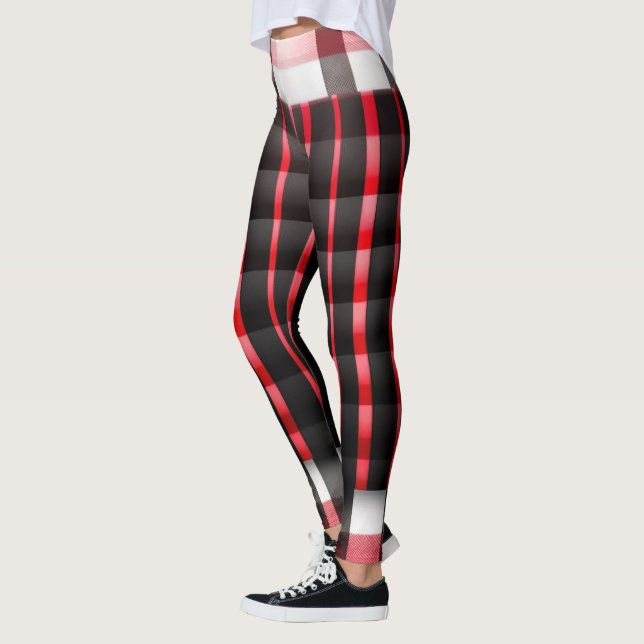 Abstrakt Red Black Kariert Modern Collection Leggings (Links)