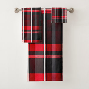 Abstrakt Red Black Kariert Populary Collection Badhandtuch Set