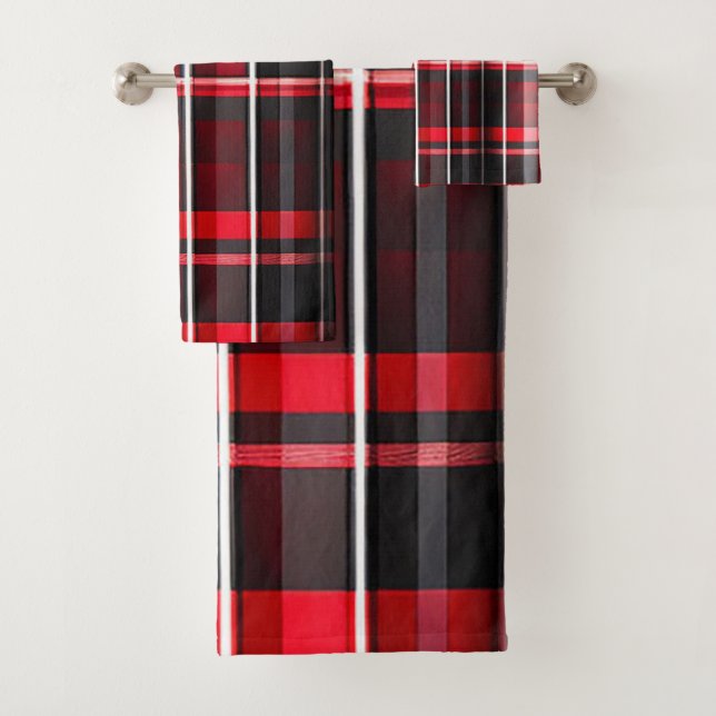 Abstrakt Red Black Kariert Populary Collection Badhandtuch Set (Insitu)