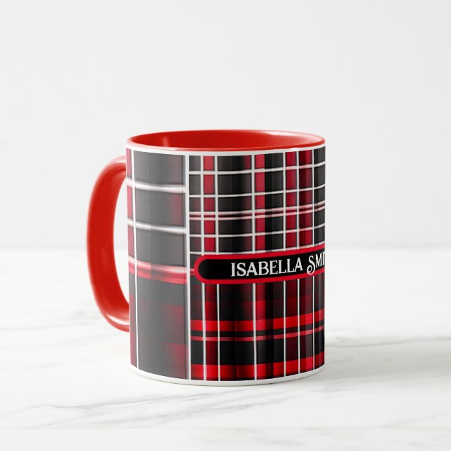 Abstrakt Red Black Kariert Populary Collection Tasse (Vorderseite Links)