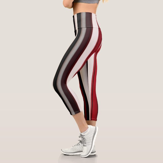 Abstrakt Red Black Lines TrendCollection Capri Leggings (Links)