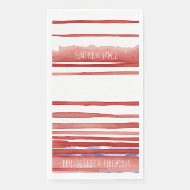 Abstrakt Red & Blue Washes, 4. Juli Serviette (Vorderseite)