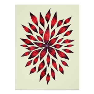 Abstrakt Red Blume Doodle Zeichnend Poster