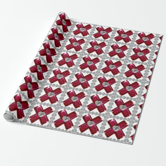 Abstrakt Red Motif Geschenkpapier (Ungerollt)