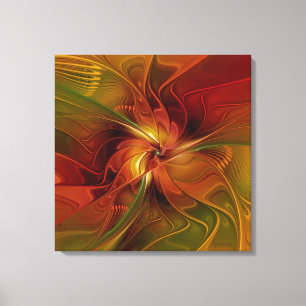 Abstrakt Red Orange Brown Green Blume Triptych Leinwanddruck