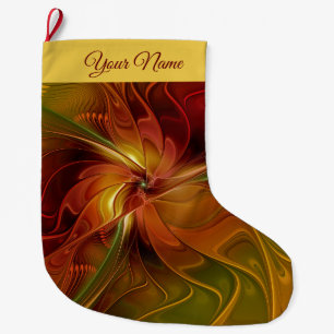 Abstrakt Red Orange Green Fraktal Art Blumen name Großer Weihnachtsstrumpf