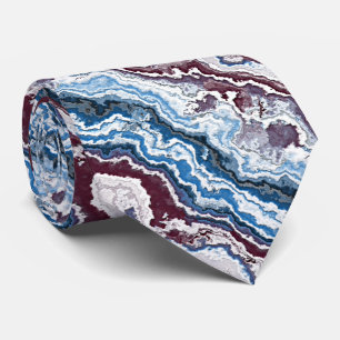 Abstrakt Red White Blue Minerals Agate Muster Krawatte