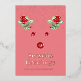Abstrakt Reindeer Winter Berry Weihnachten Folien Feiertagskarte