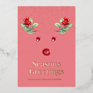 Abstrakt Reindeer Winter Berry Weihnachten Folien Feiertagskarte