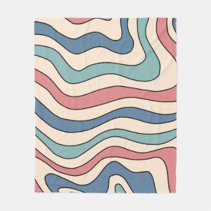 Abstrakt Retro 70er Marble Blue Red Groovtern Must Fleecedecke