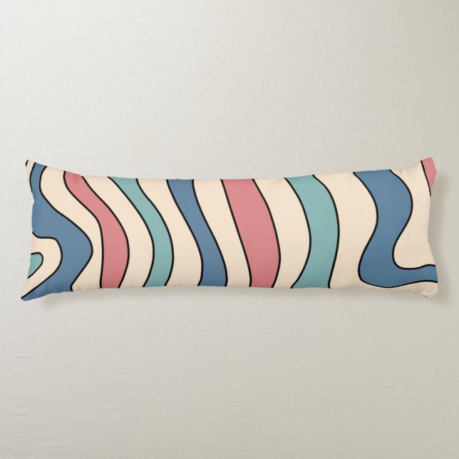 Abstrakt Retro 70er Marble Blue Red Groovtern Must Seitenschläferkissen (Vorderseite)