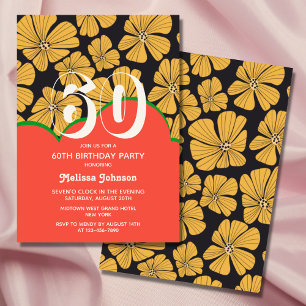 Abstrakt Retro Chamomile floral Gelb Geburtstag Einladung