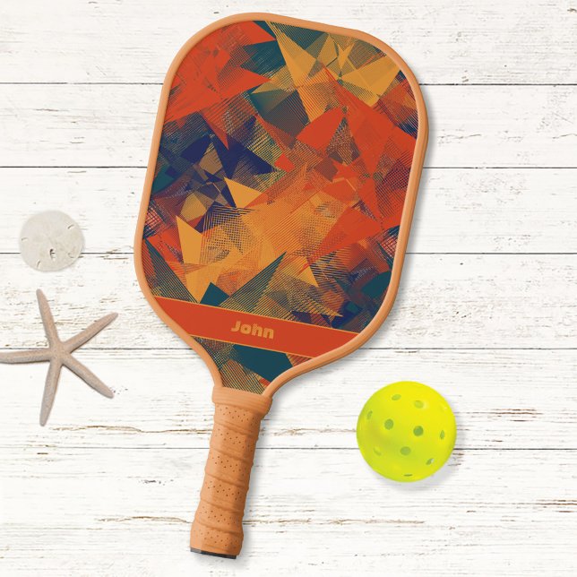 Abstrakt Retro Cooles Muster Mit Monogramm Sports  Pickleball Schläger (Von Creator hochgeladen)