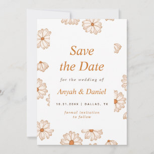 Abstrakt Retro Daisy Muster floral Minimalistisch Save The Date