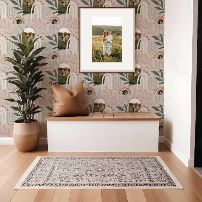 Abstrakt Retro Floral Boho Family Foto Arch Tapete (Abstract Retro Floral Boho Family Photo Arch Wallpaper)