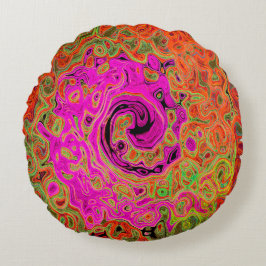 Abstrakt Retro Liquid Swirl Rundes Kissen