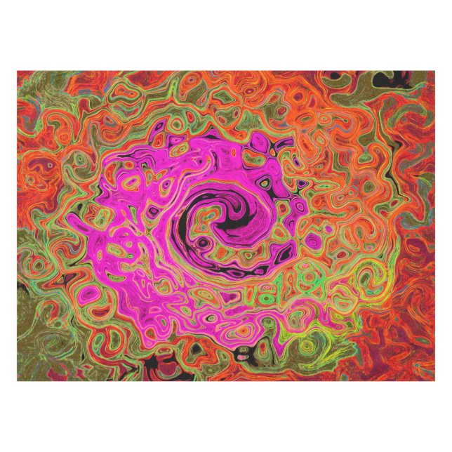 Abstrakt Retro Liquid Swirl Tischdecke (Vorderseite (Horizontal))