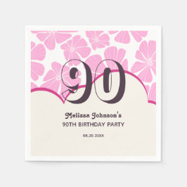 Abstrakt Retro Pink Chamomile Blume Geburtstag Serviette