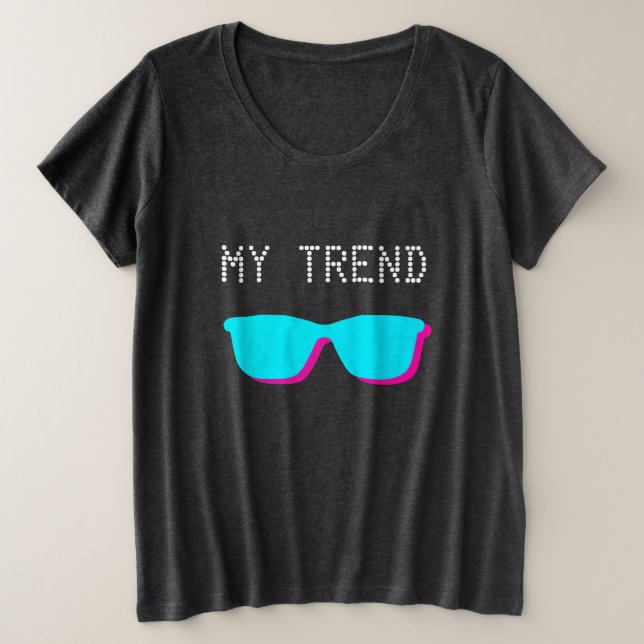 Abstrakt Retro Pop Art - Türkis & Pink Brillen Große Größe T-Shirt (Design vorne)