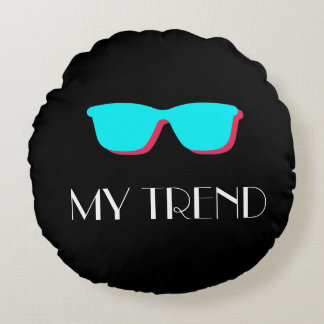 Abstrakt Retro Pop Art - Türkis & Pink Brillen Rundes Kissen