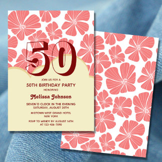 Abstrakt Retro Red Chamomile Blume Geburtstag Einladung