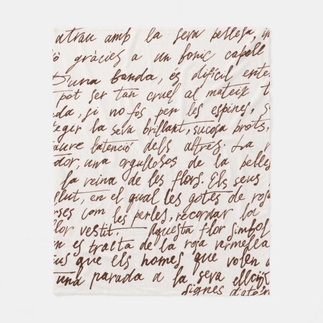 Abstrakt Retro unlesbarer, braun geschriebener Tex Fleecedecke (Vorderseite)