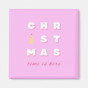 Abstrakt Retro Weihnachten Rosa Feiertag Dekoratio Magnet