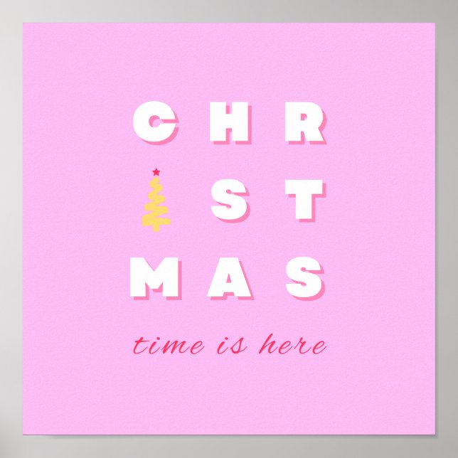 Abstrakt Retro Weihnachten Rosa Feiertag Dekoratio Poster (Vorne)