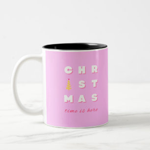 Abstrakt Retro Weihnachten Rosa Feiertag Dekoratio Zweifarbige Tasse